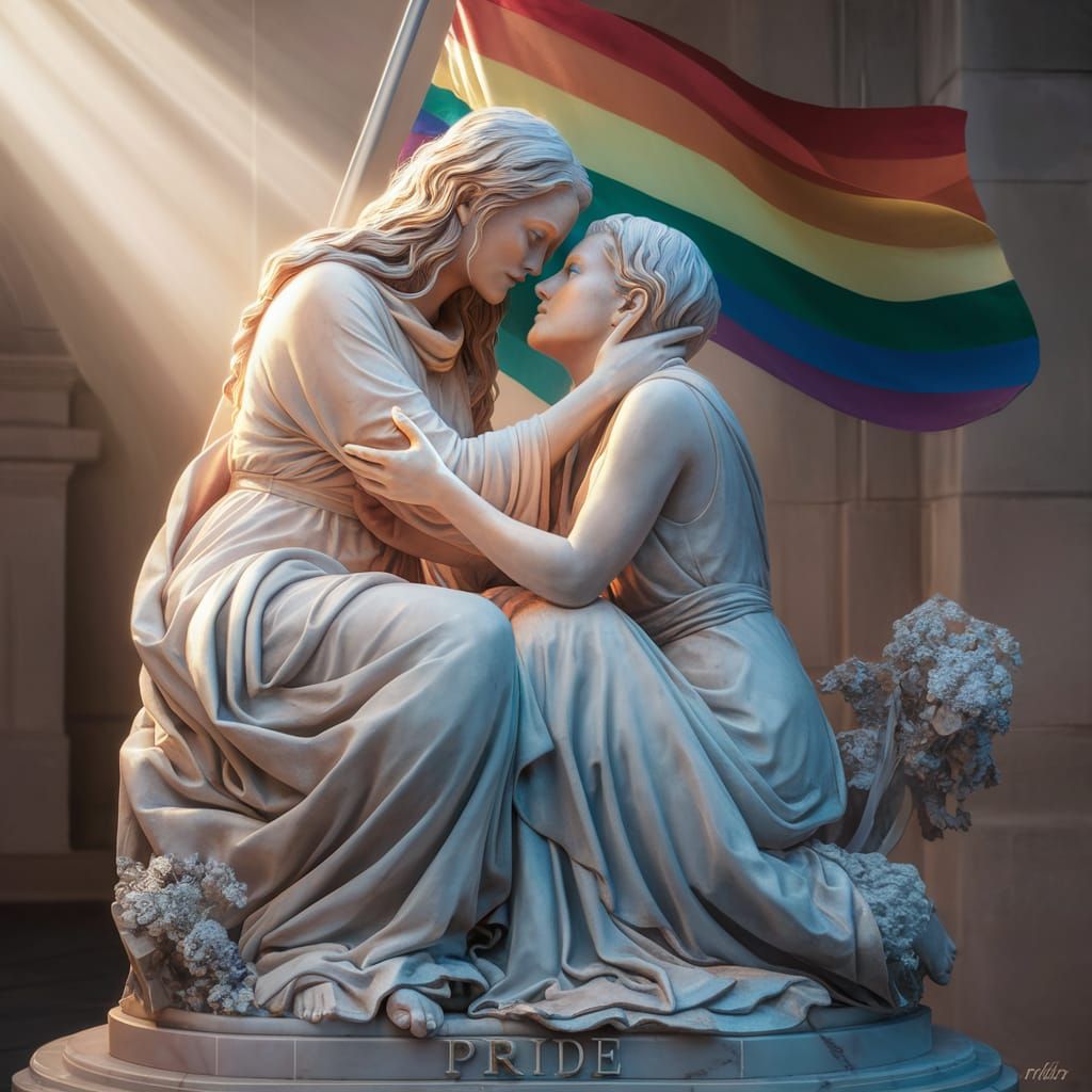 Emotional Marble Statue: Pride and Tenderness