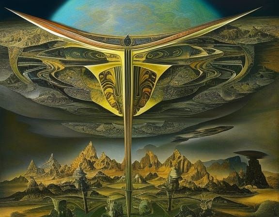 Paper Airplane Flies over Fantasy Landscape