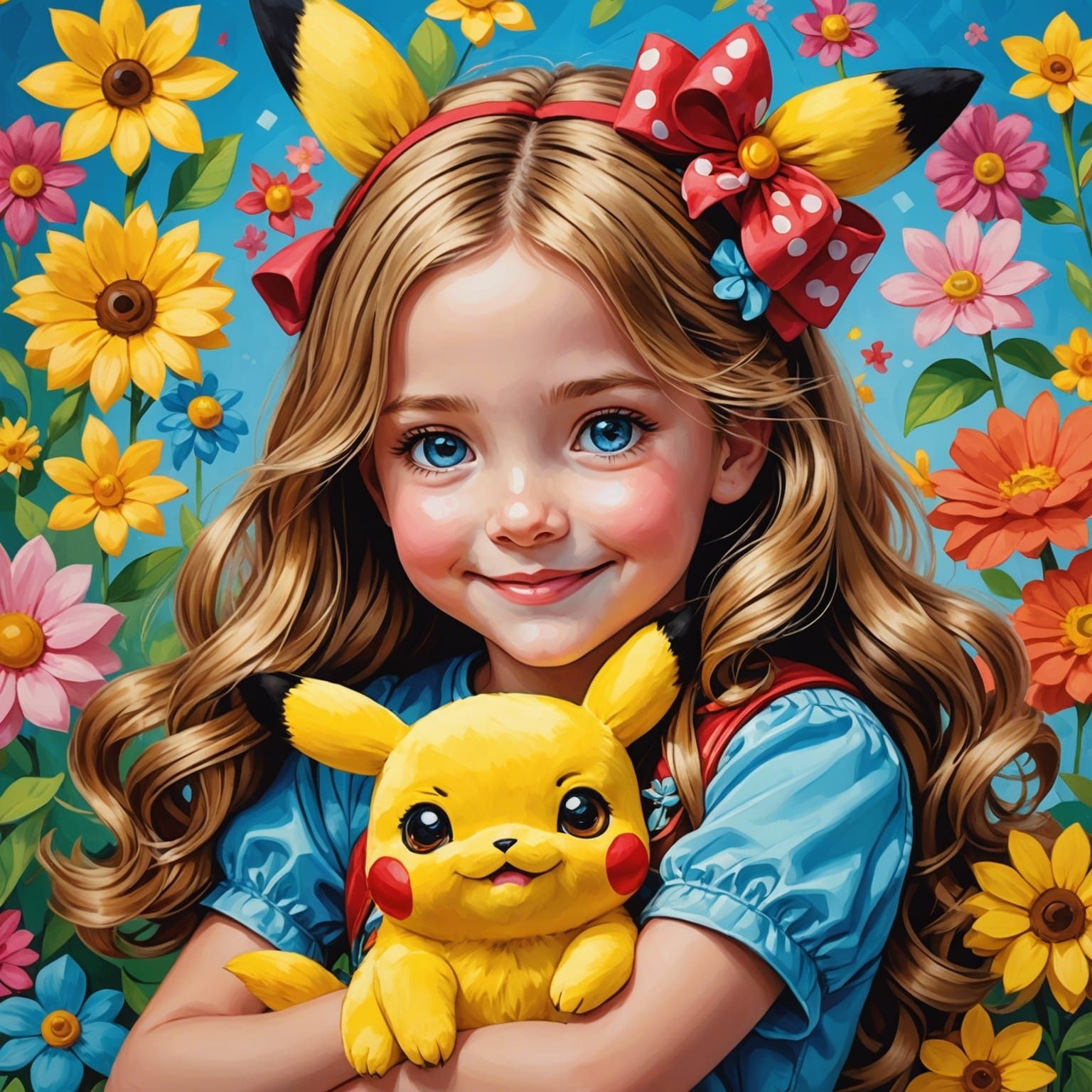 Colorful Pika Girl - Pop Art Portrait