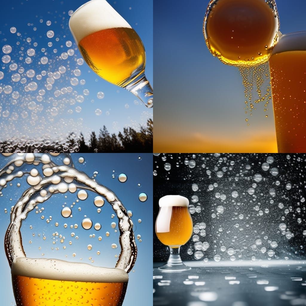 Overflowing Beer Glasses with Bubbles