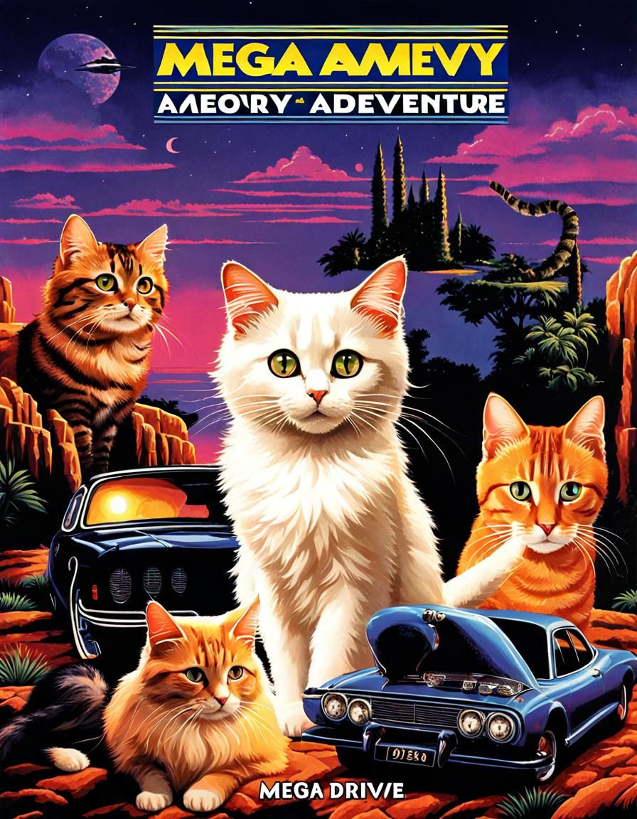Meowy Adventure: Sega Mega Drive Game Art