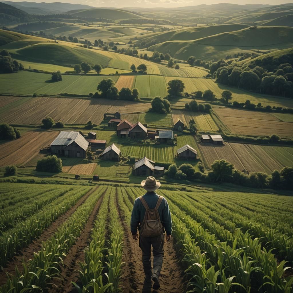 Epic Farmer in Field: Digital Matte Painting