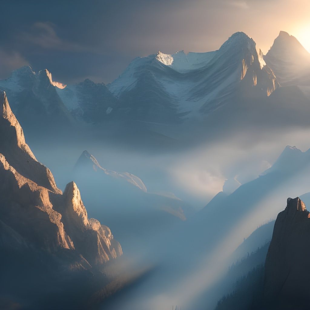 Breathtaking Rocky Mountains Sunset in Digital Painting