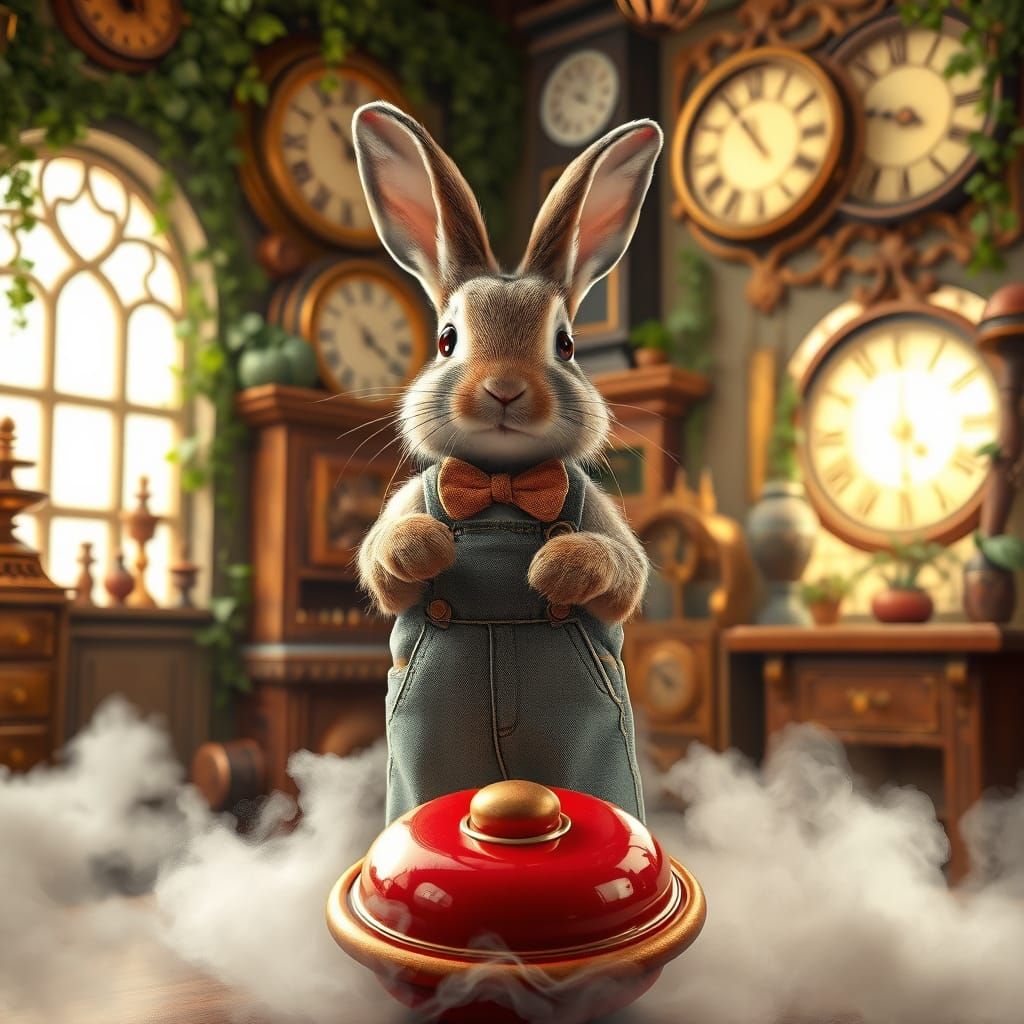 Whimsical Rabbit on the Verge of Discovery in a Victorian-In...