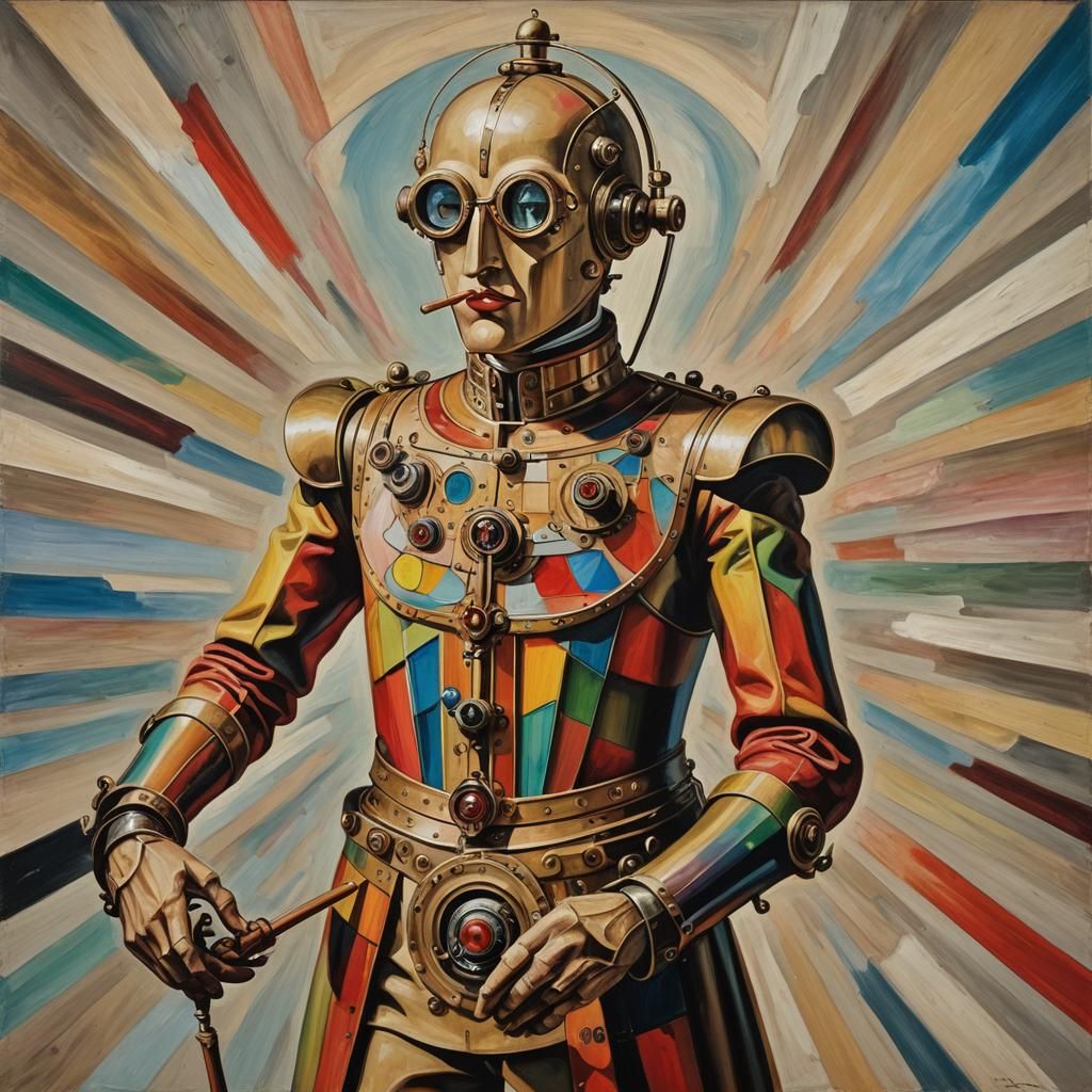 Surreal Steampunk Oil Painting in Bright Colors