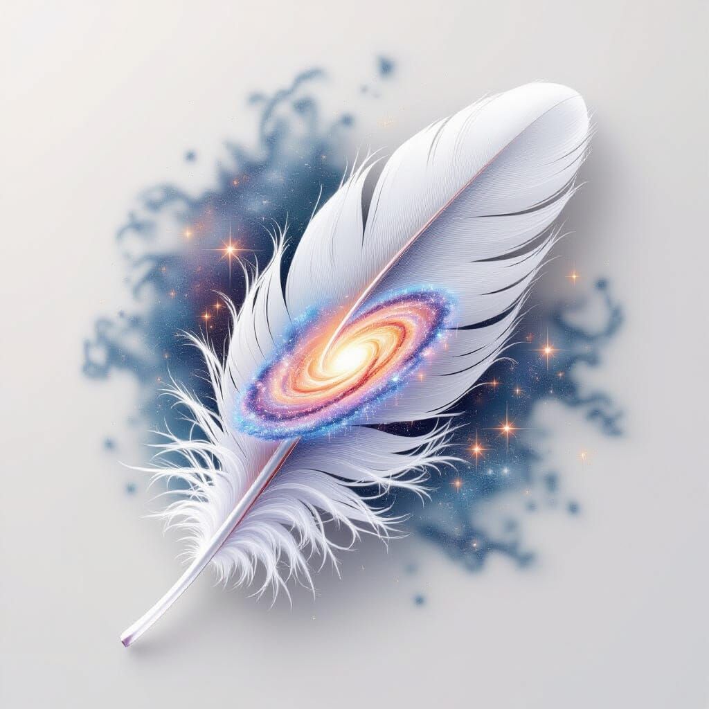 White Feather Holds Galaxy in Cosmic Space