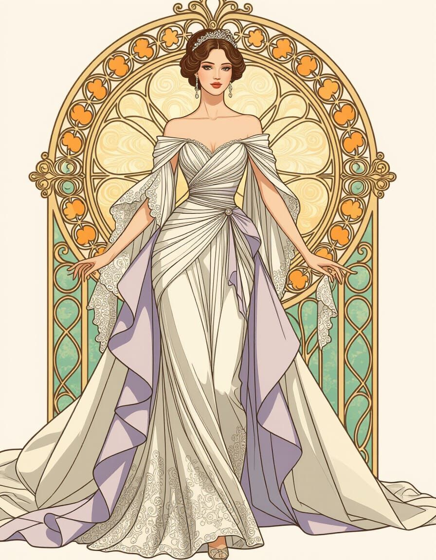 Princess in Haute Couture Gown: Fashion Sketch