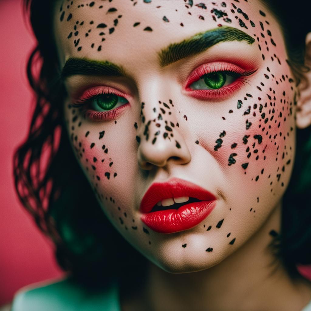 Watermelon Kiss Marks: Cinematic Film Still