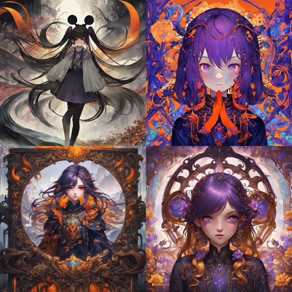 Anime Teen Girl Fantasy Art in Deep Colors