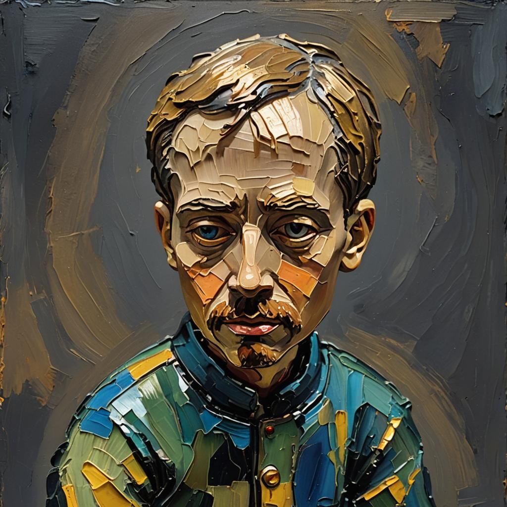 Enameled Glass Figurine as Expressionist Impasto Oil Paintin...