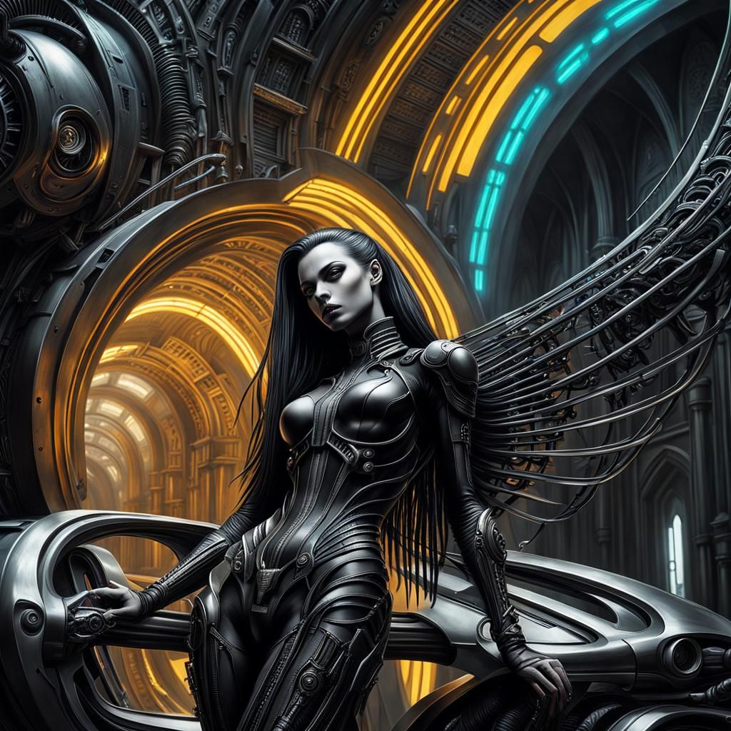 Gothic Cyberpunk Female Portrait in Hyperrealism