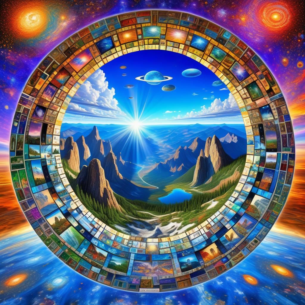 Dream Vista Through Spacetime Portal in Cyberpunk Style