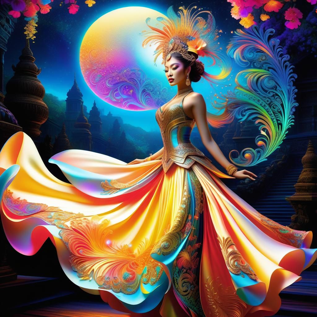 Neon Dancer: Intricate Iridescent Digital Illustration