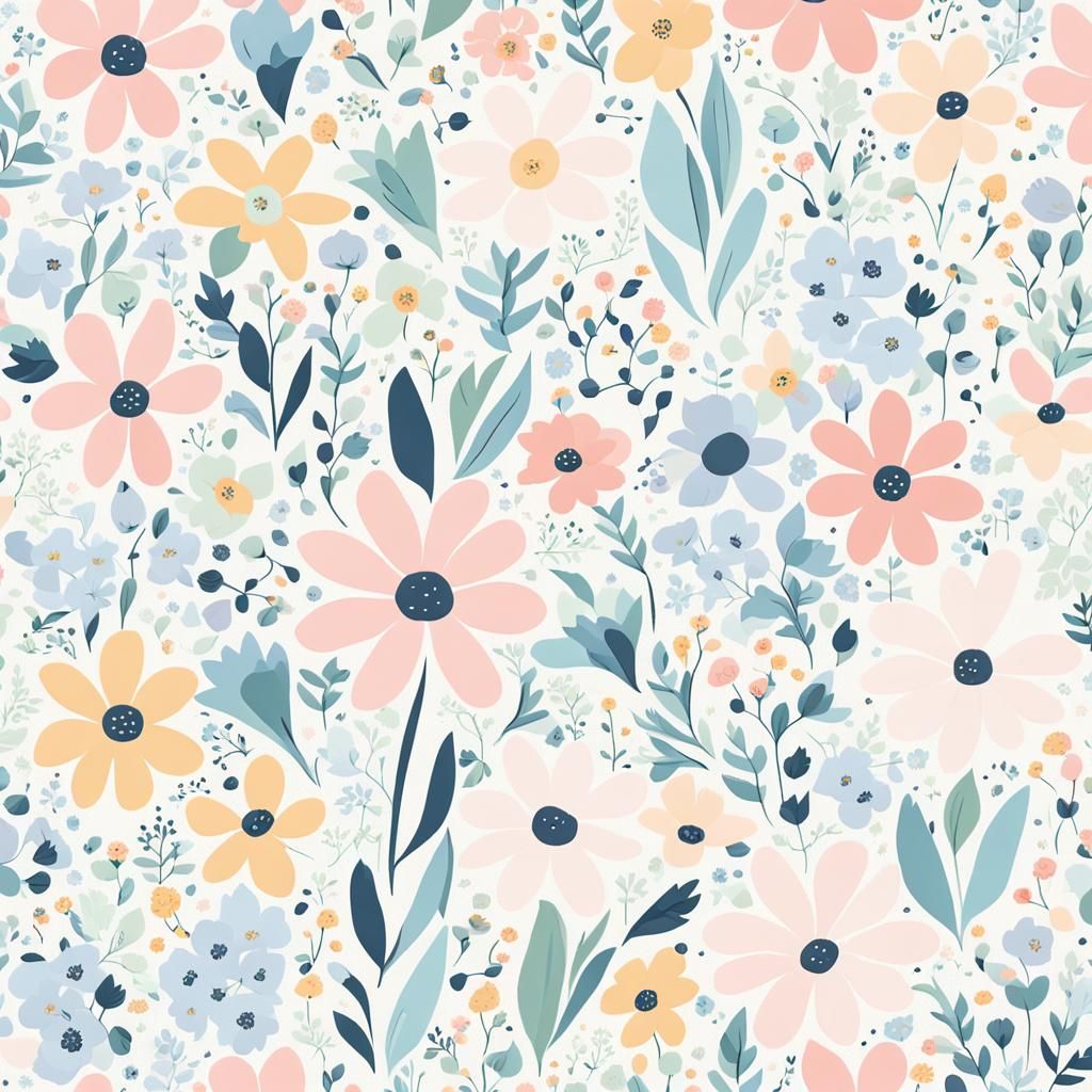 Seamless Ditzy Floral Pattern in Pastel Colors