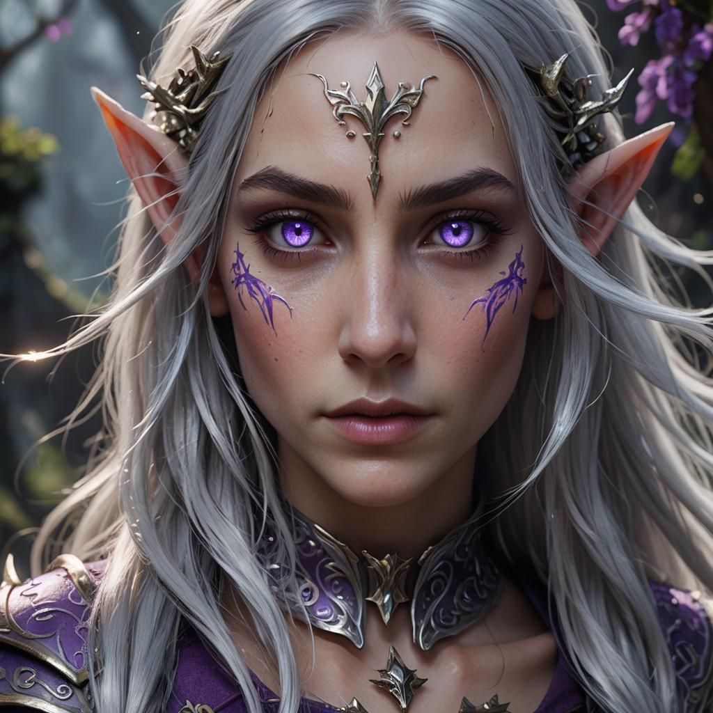 Detailed Female Elf Portrait in Fantasy Style