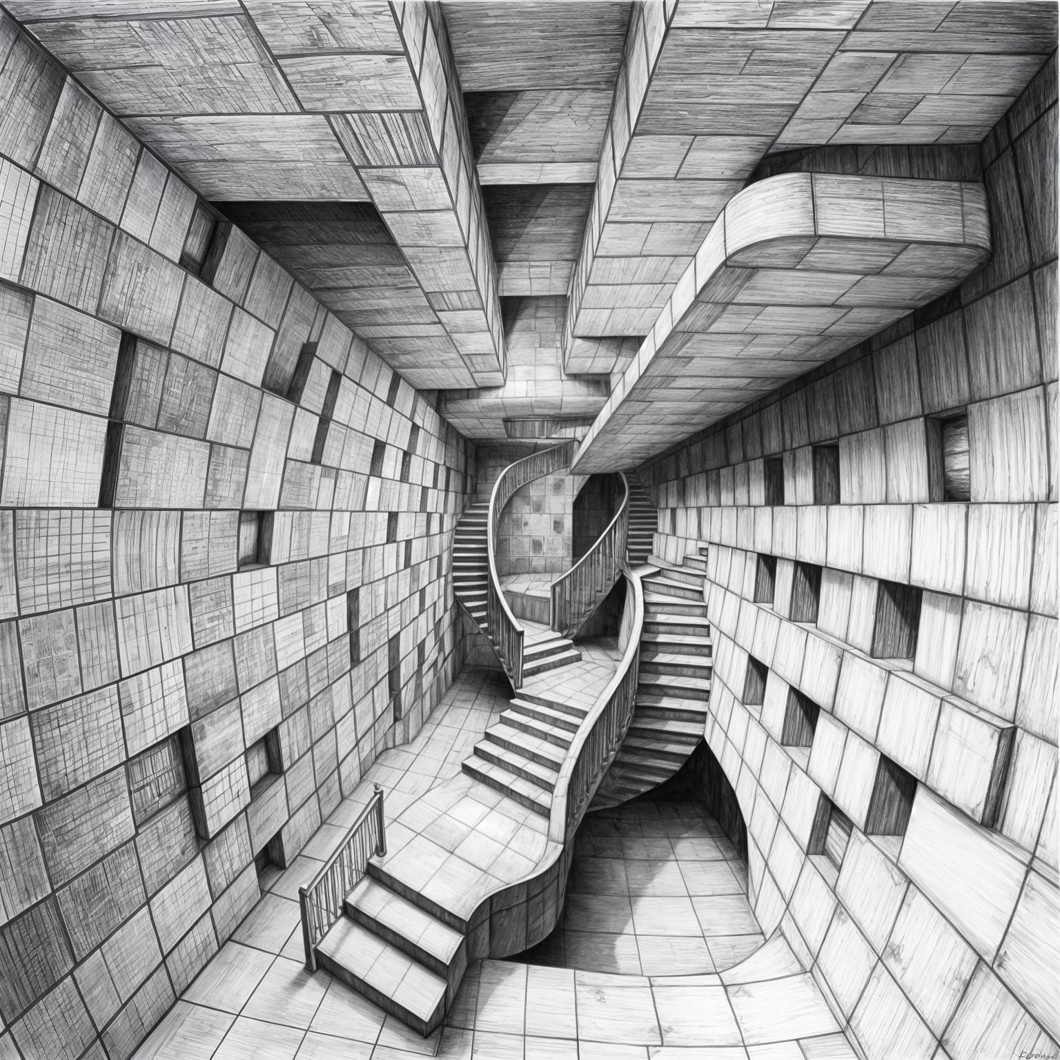 Escher Inspired Staircase in Impossible Perspective