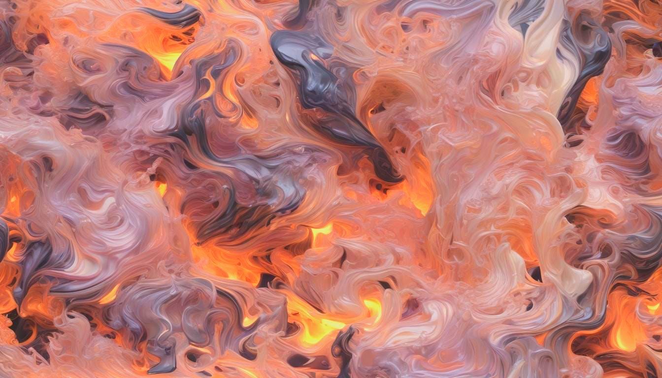 Calligraphic CGI Fire Sculpture in Impasto Style