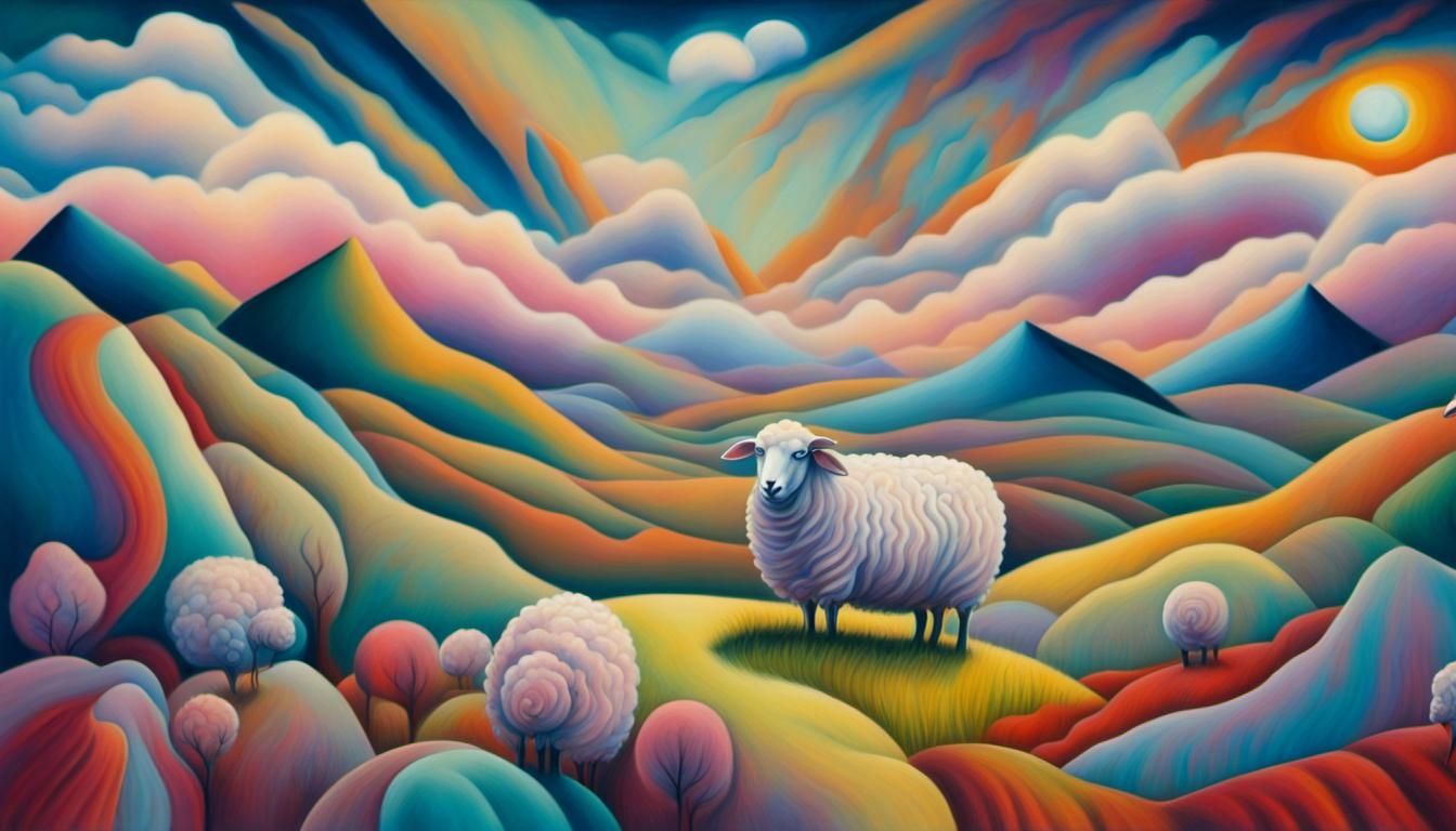 Surreal Pastel Dreamscape Inspired by Automatist Drawings