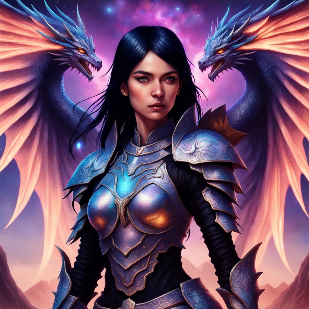 Indigo Dragoon Warrior in Astral Illustration