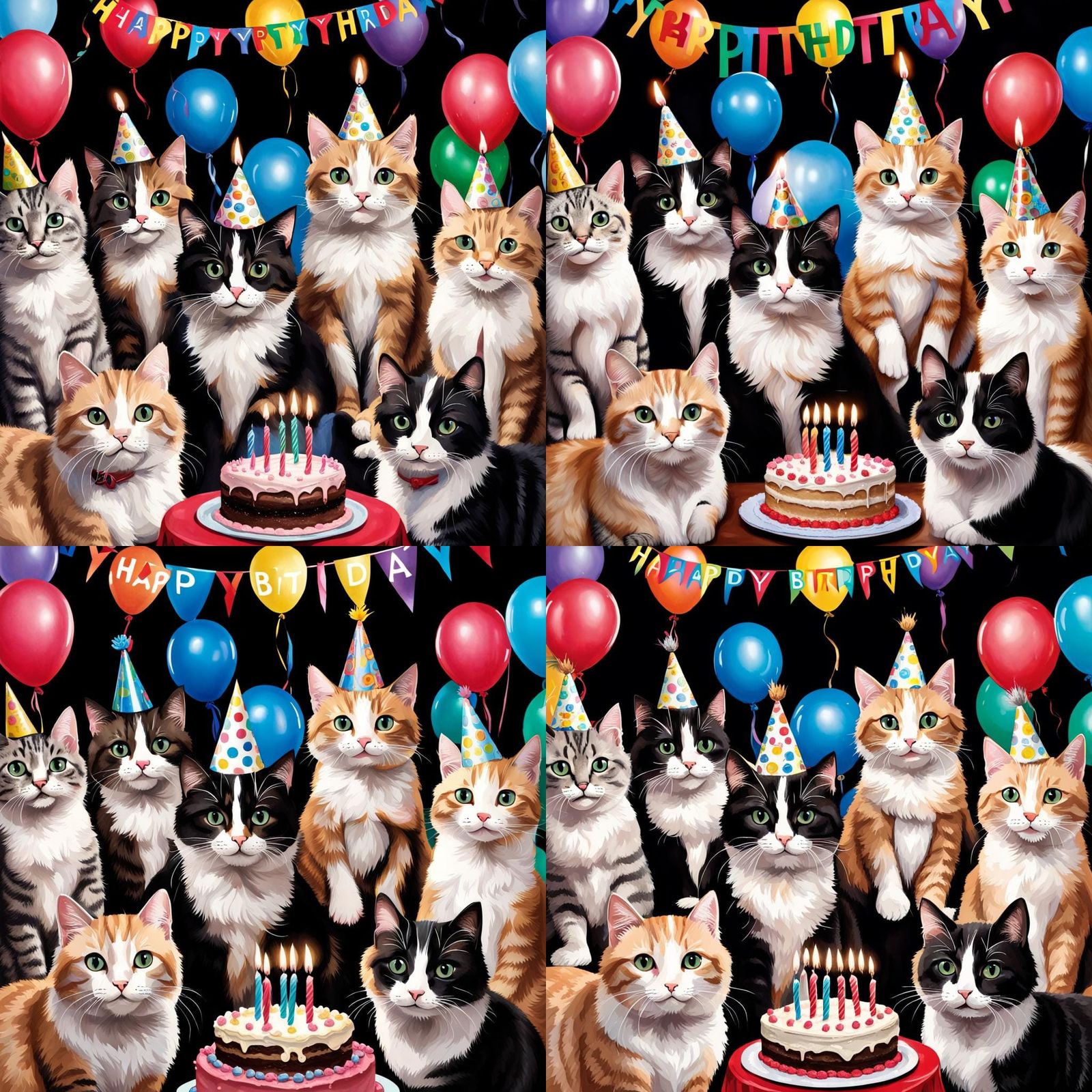 Festive Birthday Party with Playful Cats