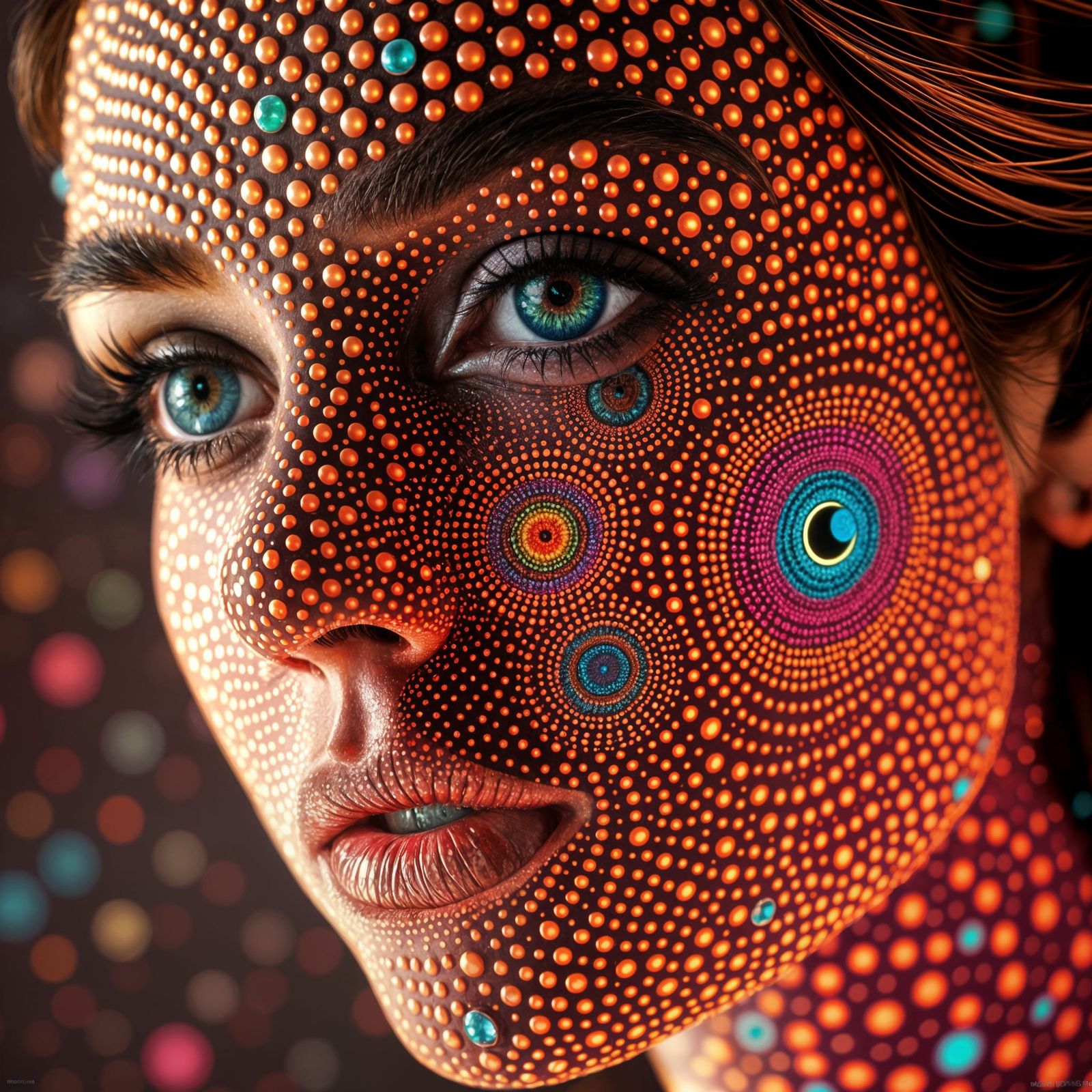 Mesmerizing Optical Illusion: Woman's Polka Dot Face