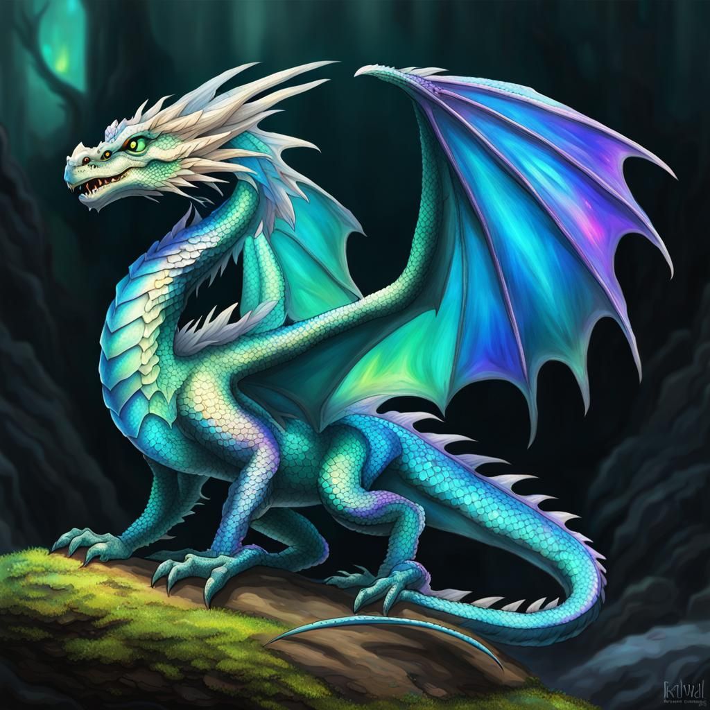 Young Dragon with Iridescent Scales