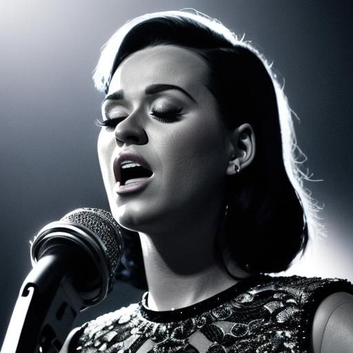 Katy Perry Singing with Eyes Closed, Hyperrealistic