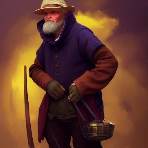 Capuchin River Fisherman Portrait in Ornate Outfit