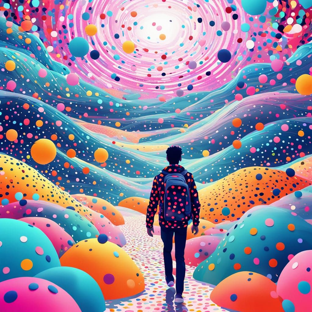 Polka Dot World in Playful Comic Style