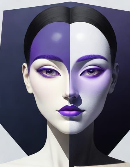 Surreal Geometric Portrait on the Moon