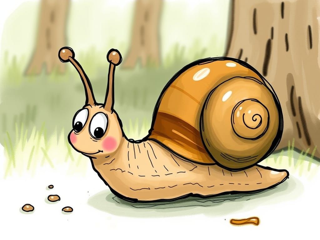 Whimsical Snail Illustration in Scheffler Style