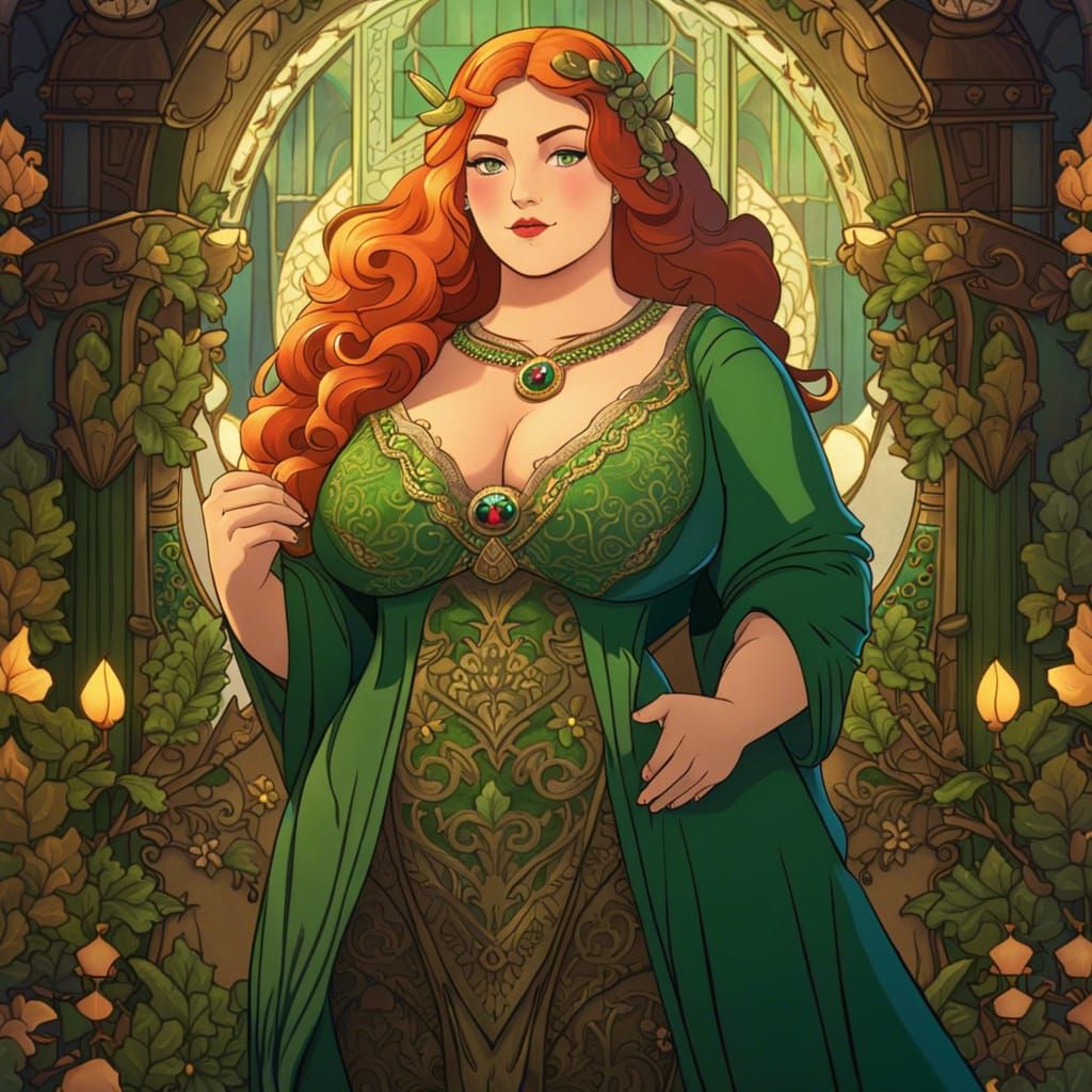 Curvaceous Goddess in Medieval Fantasy Style