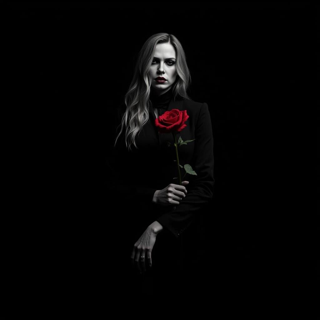 Macabre Moonlit Mystery: Body and Red Rose