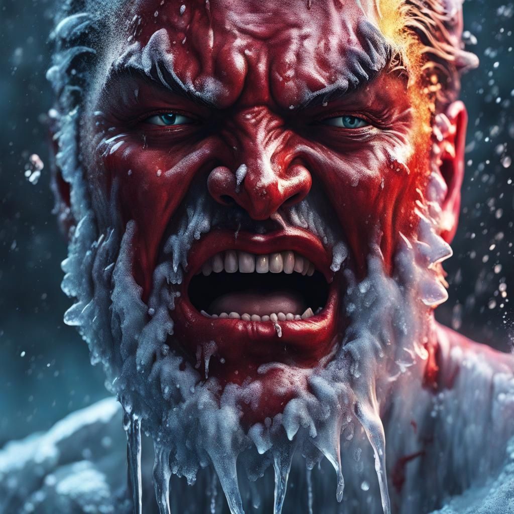 Satan's Tears Freeze on an Icy Lake: Hyperrealistic Art
