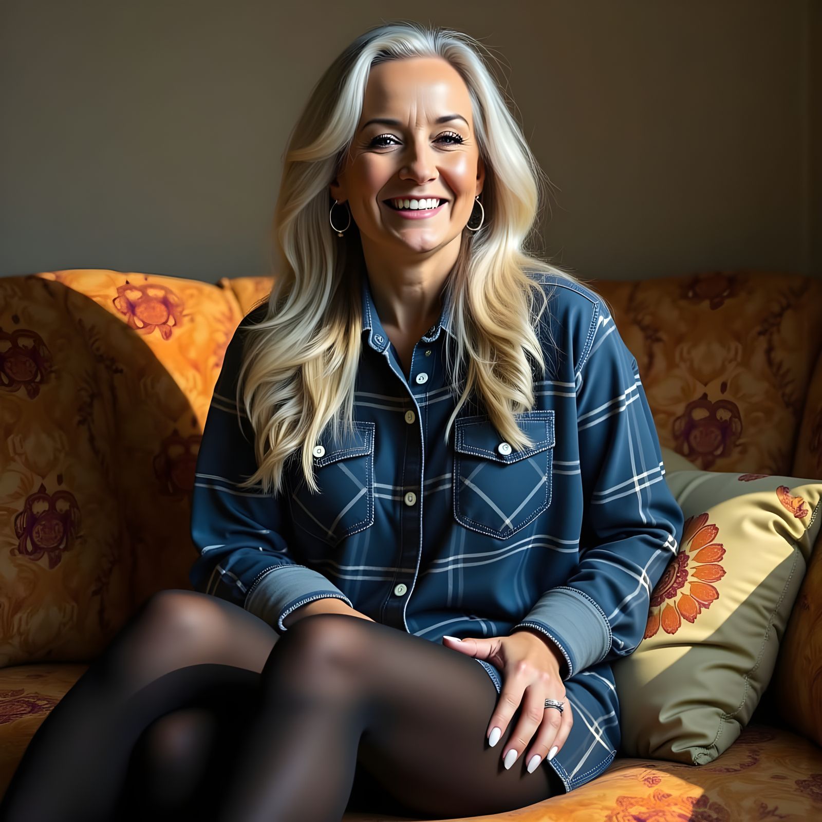 Grey-Haired Woman Sharing a Heartfelt Laugh