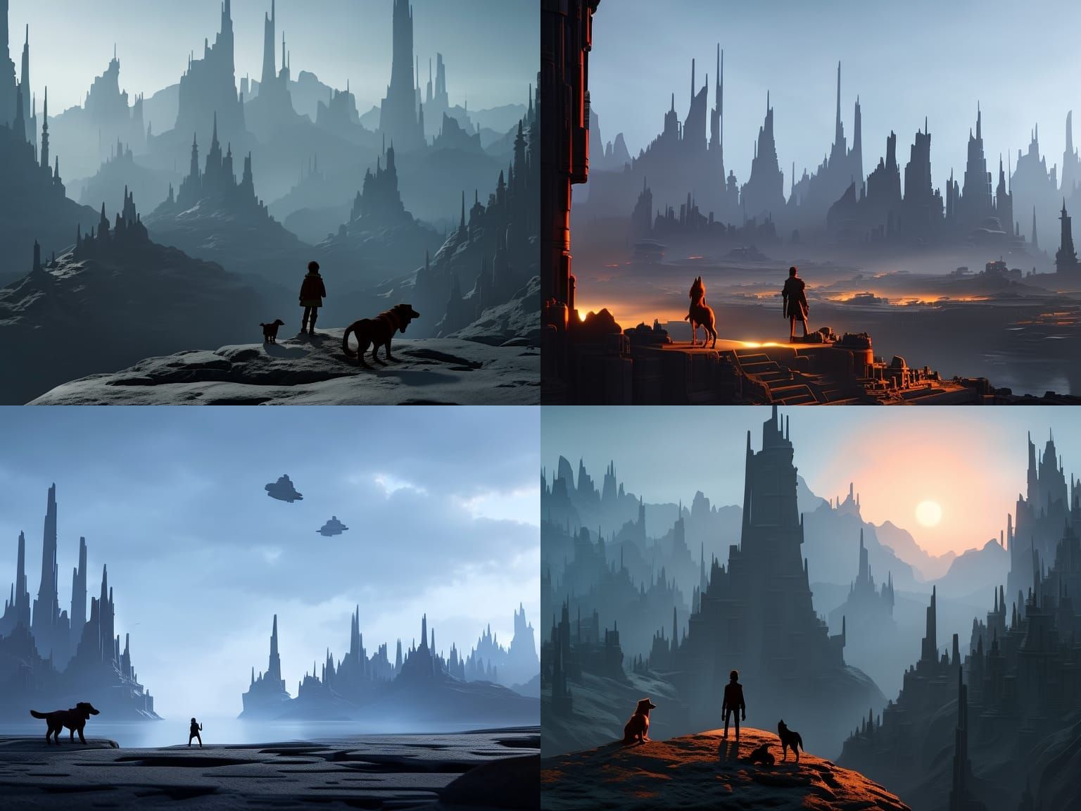 boy and dog silhouette