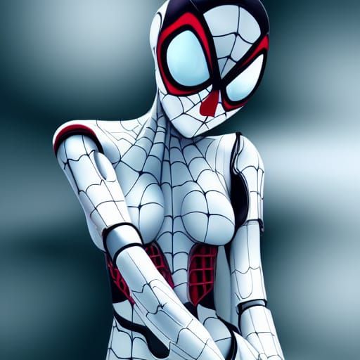 Anime Robot Girl with Spider-Man Eyes