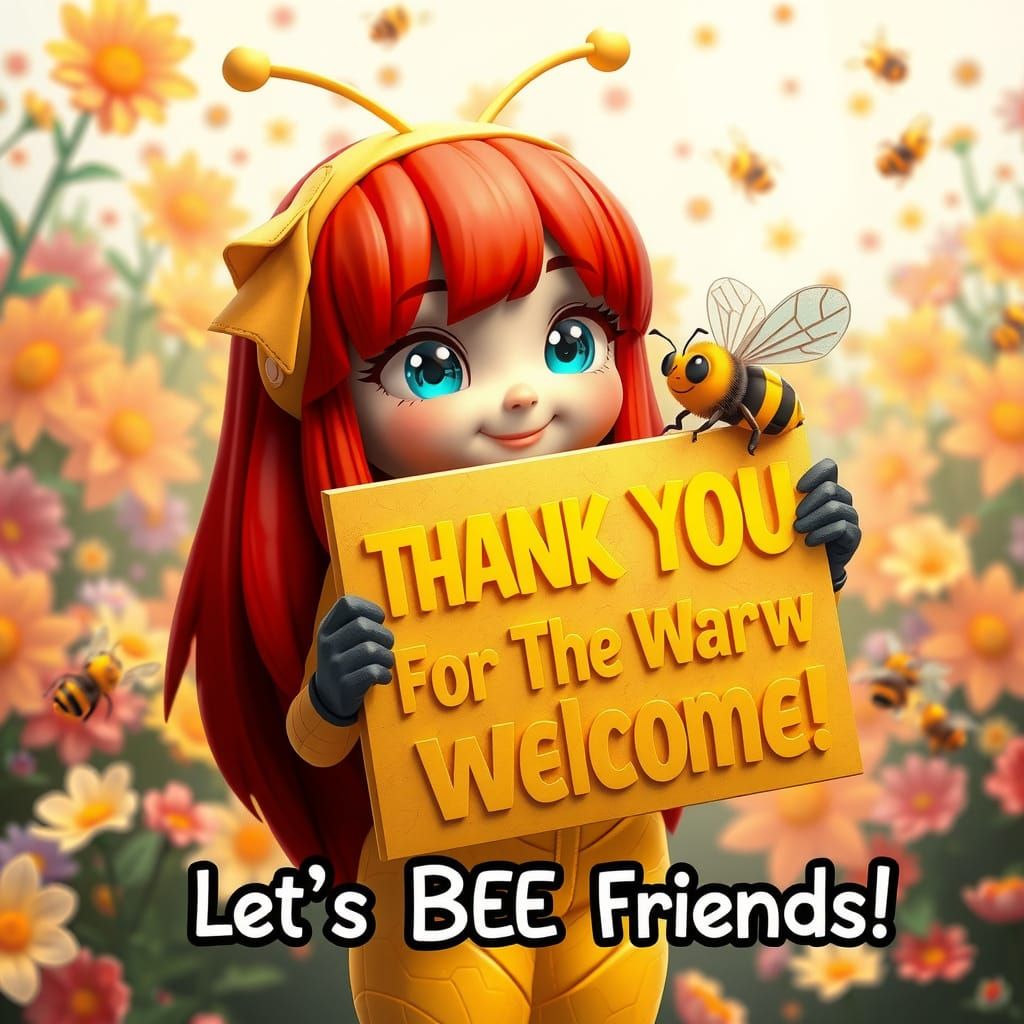 Origami-Inspired Bumblebee Girl with Heartfelt Message