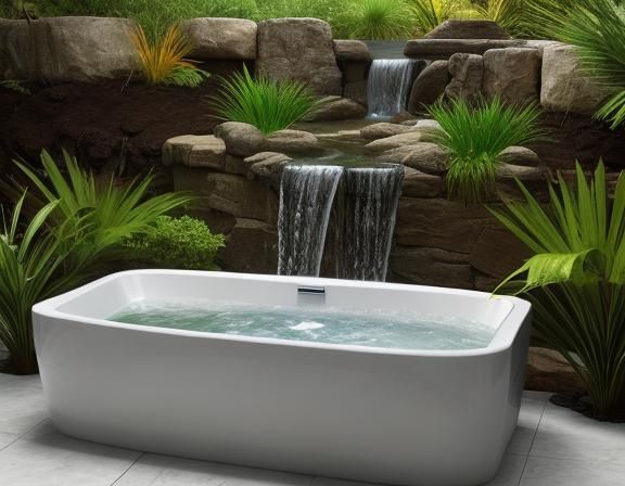 waterfall, oasis small bathtub in a small bathroom