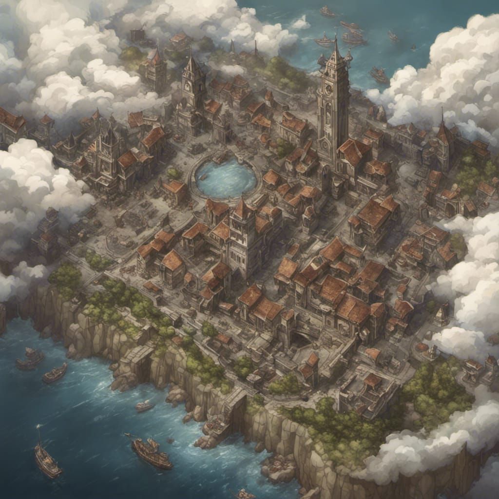 Cloud Battle Above Port City: DnD Map