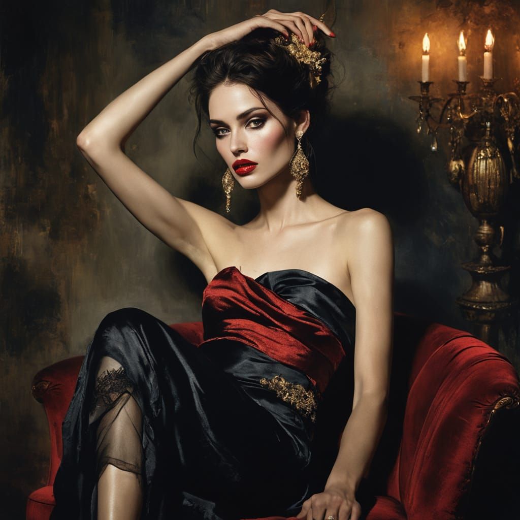 Elegant Goddess of Beauty in Golden Light