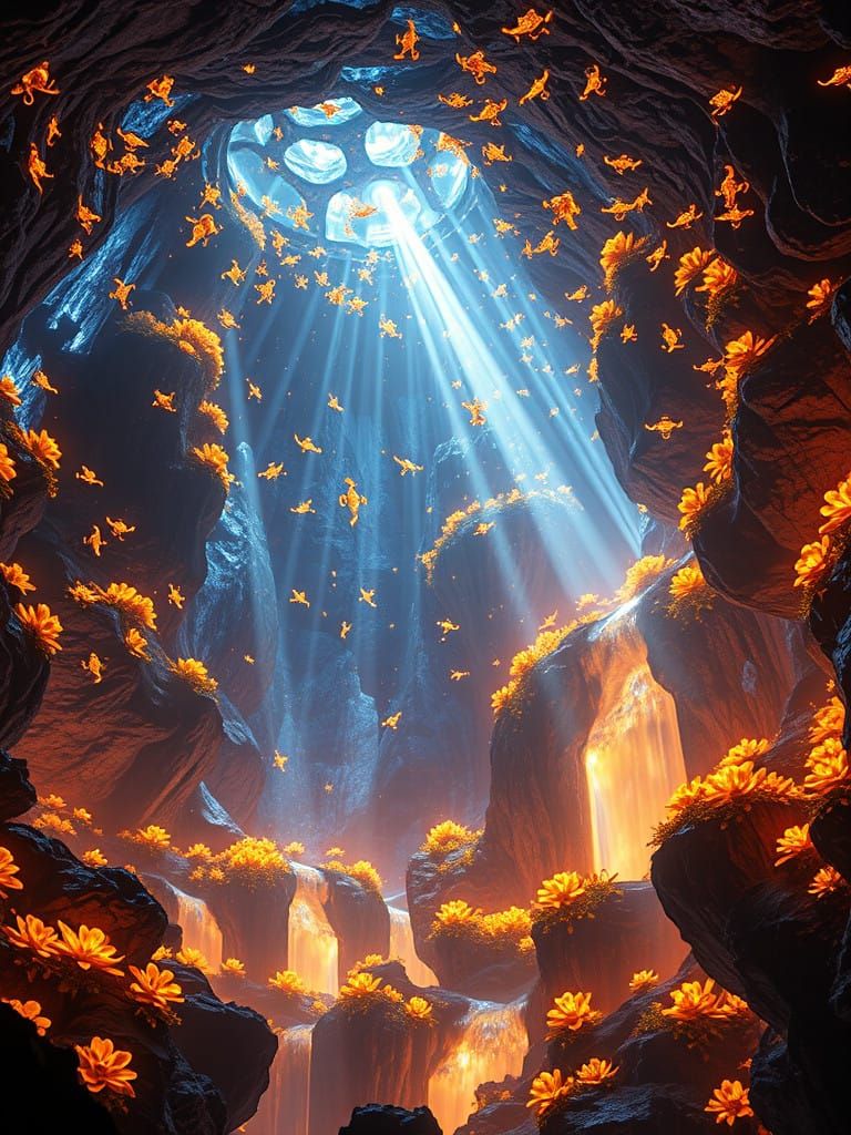 Surreal Bioluminescent Caverns Radiate Ethereal Glow