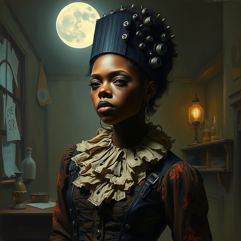 Afrofuturist Frankenstein's Monster in Laboratory