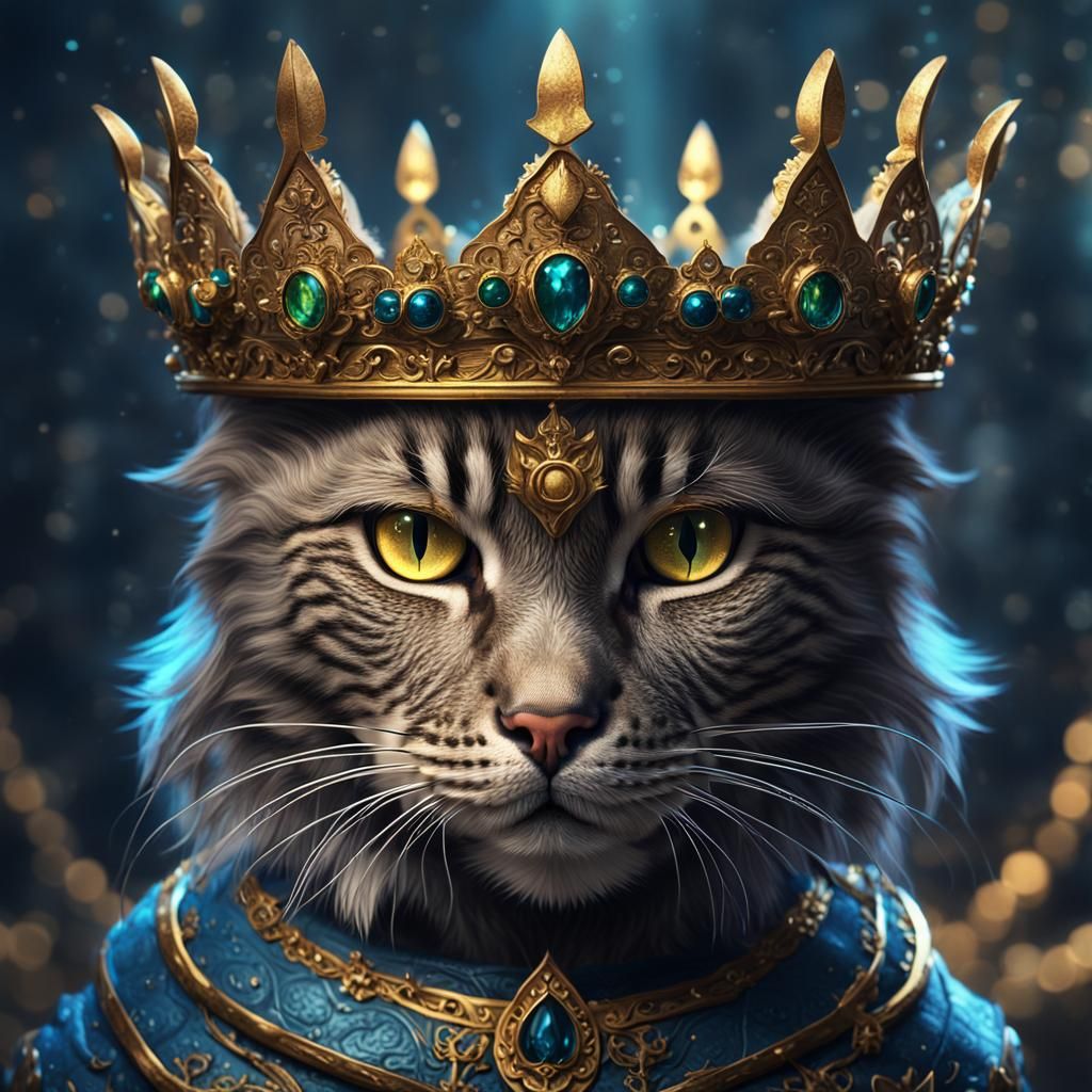 Crowned Cat: Detailed Fantasy Concept Art
