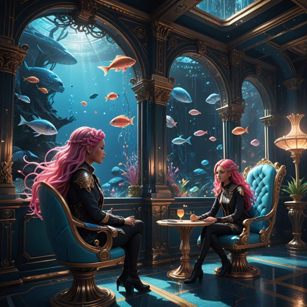 Futuristic Girls in Deep Ocean World