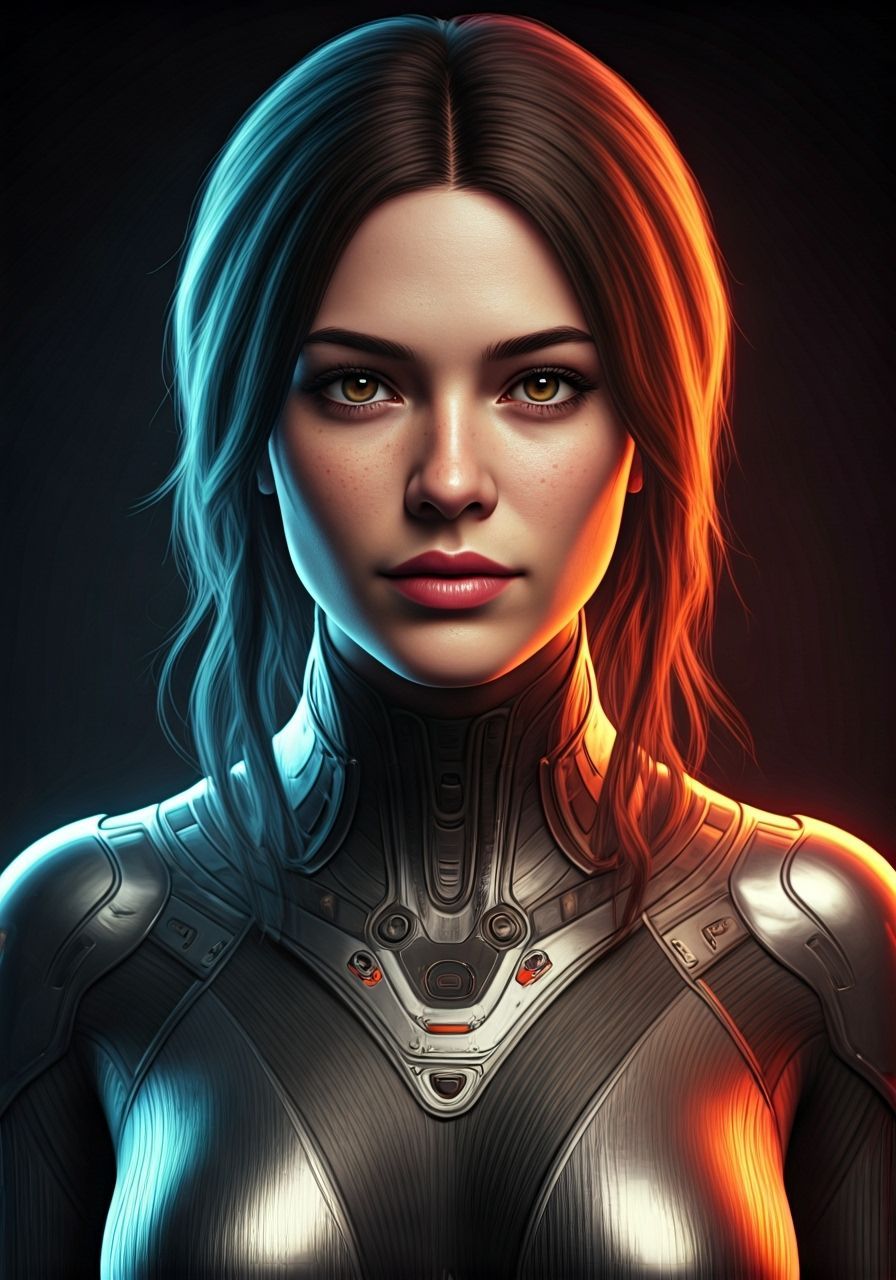 Chrome Bodysuit Portrait in a Futuristic Style