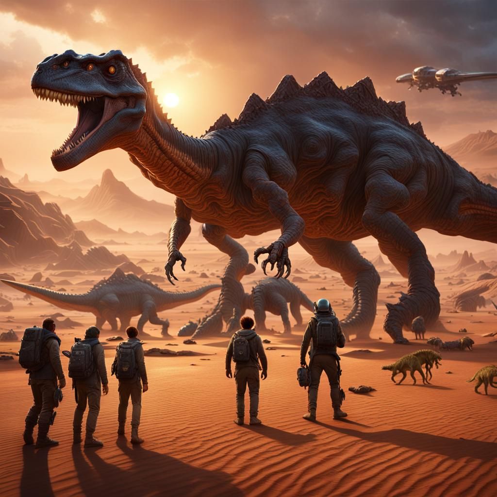 Martian Desert: Reptilians, Humans, and Dinosaurs