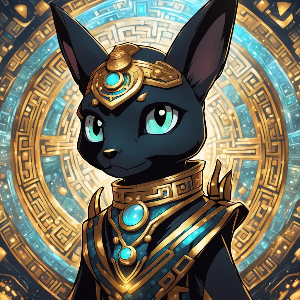Anthropomorphic Umbreon Cleopatra in Comic Art Style