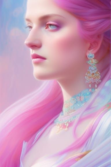 Fantasy Princess Portrait with Soft Pastel Colors