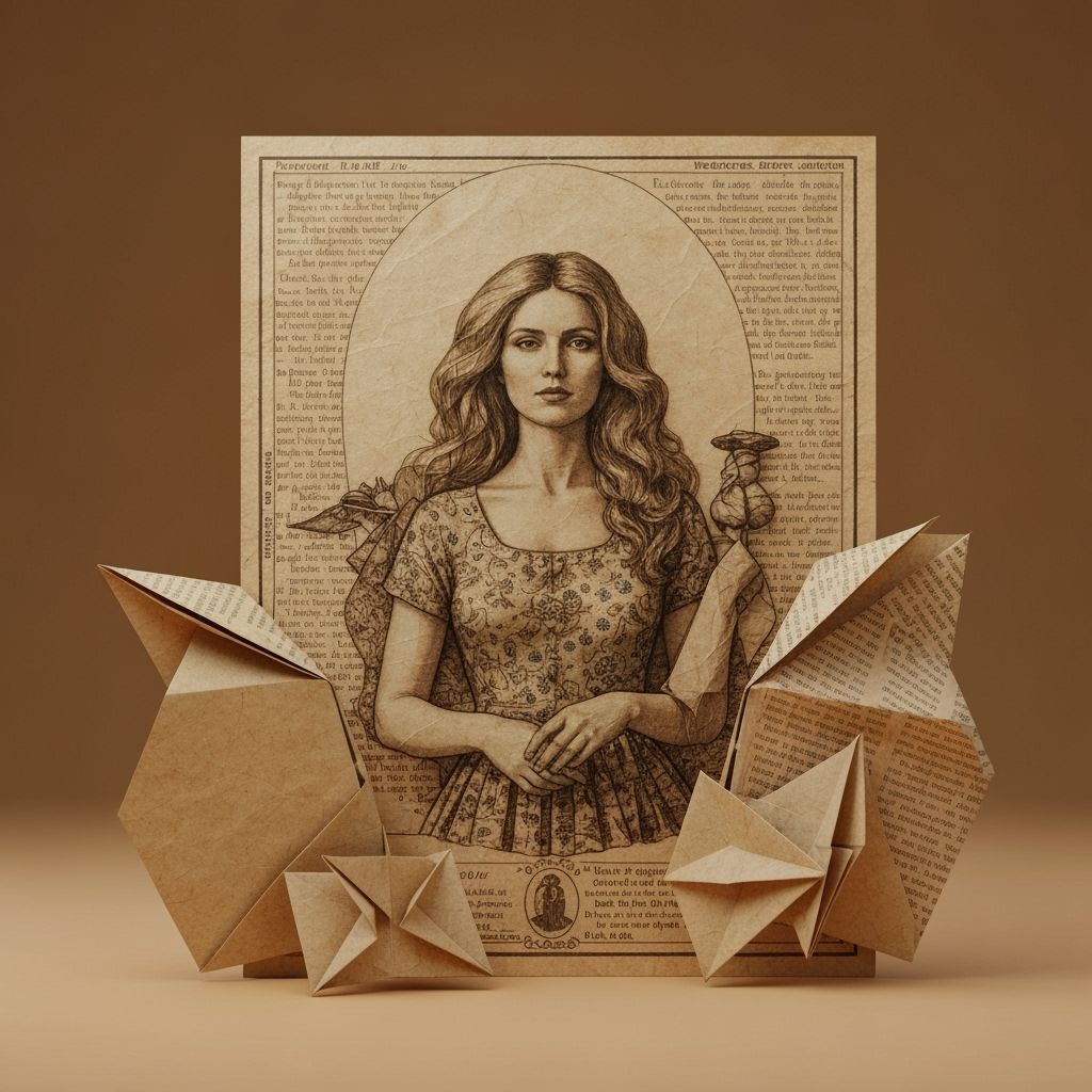 Paper World Fantasy: Woman and Bird in Plasma Portal